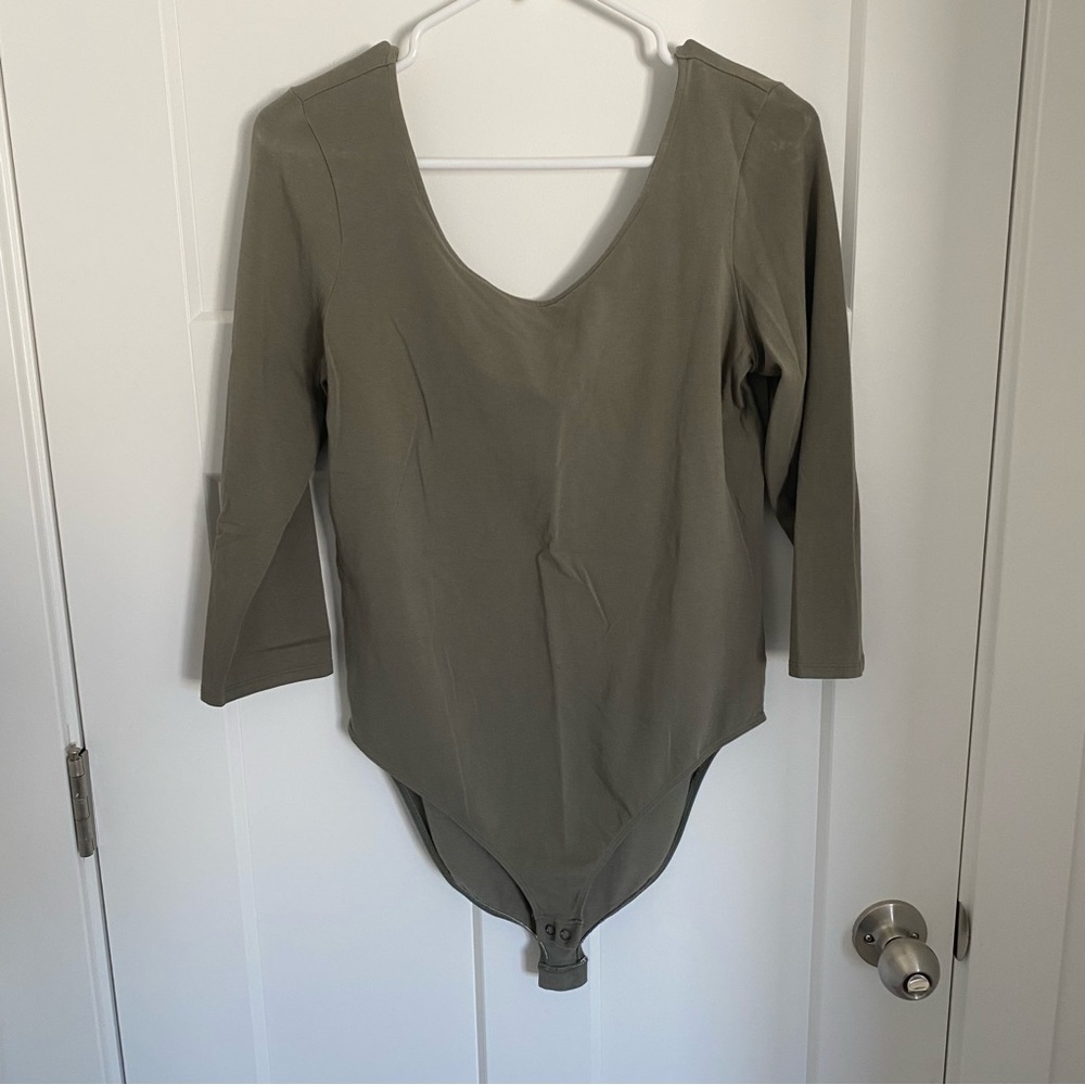 Express 3/4 sleeve olive green body suit size L